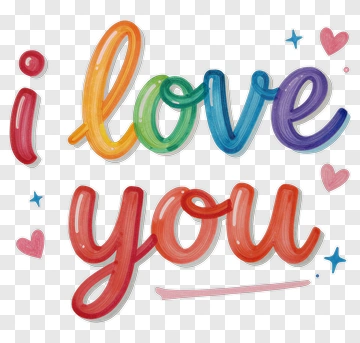 Colorful I Love You Text PNG