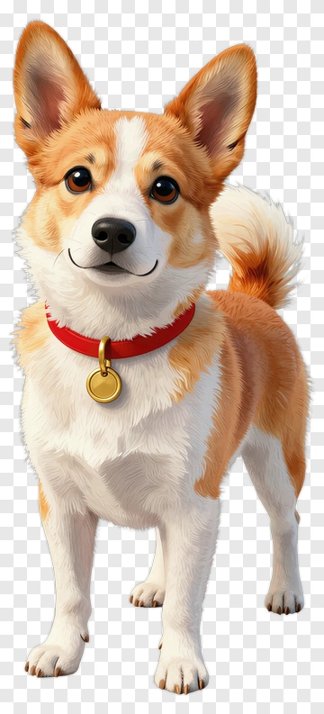 3D Corgi With Red Collar PNG