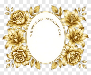 Wedding Day Invitation Card With Floral Design PNG