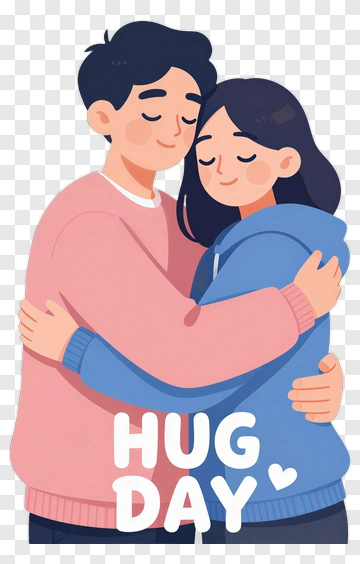 Happy Couple Celebrating Hug Day PNG