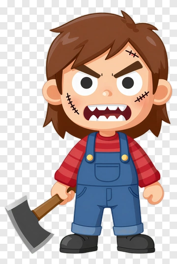 Angry Cartoon Boy Holding An Axe PNG