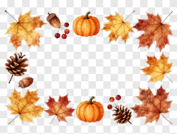 Autumn Leaves And Pumpkins Frame PNG