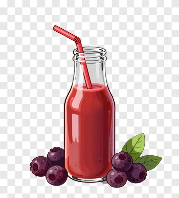 Juice Bottle With Blueberries PNG