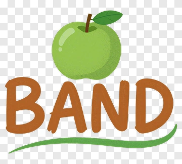 Green Apple With Band Text PNG