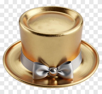 Gold Top Hat With Silver Bow PNG