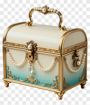 Decorative Jewelry Box With Pearls PNG