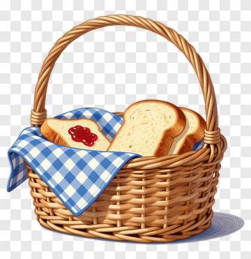 Bread Basket With Slices Of Bread PNG