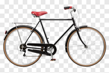 Black Bicycle With Red Seat PNG