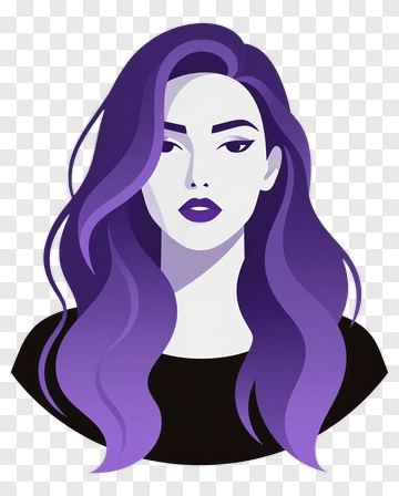 Stylized Woman With Purple Hair PNG