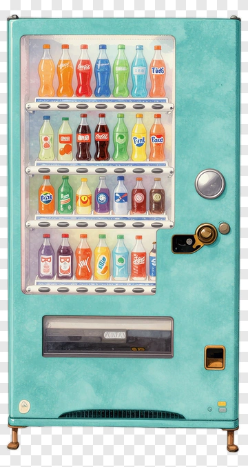 Vending Machine With Assorted Soft Drinks PNG