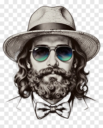Stylish Man With Sunglasses And Hat PNG