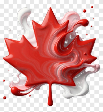 Red Maple Leaf With Swirling Paint PNG