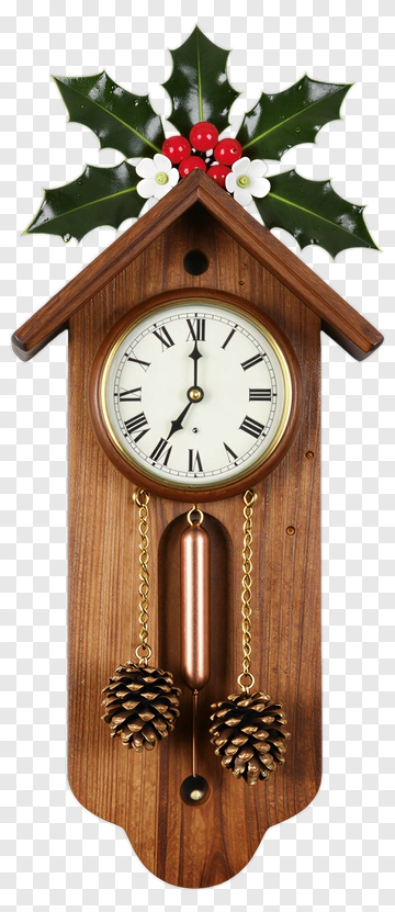 Holly Decorated Cuckoo Clock PNG