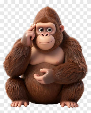 Cartoon Gorilla Thinking PNG