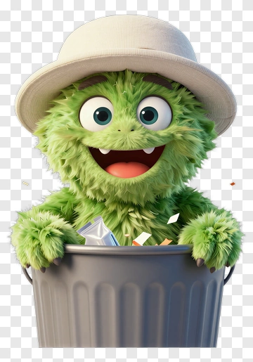 Cartoon Monster In A Trash Can PNG