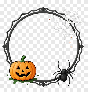 Halloween Pumpkin And Spider Frame PNG