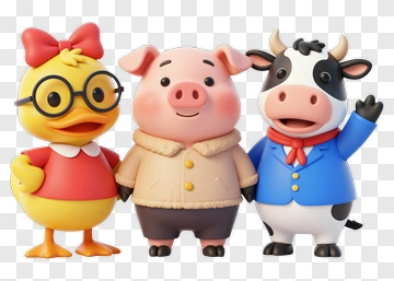 3D Cartoon Animal Friends PNG