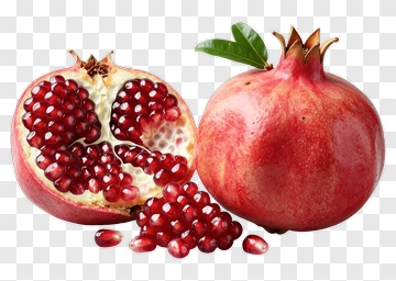 Pomegranate With Opened Sections And Seeds PNG