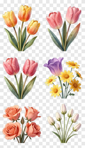 Colorful Flower Bouquet Collection PNG