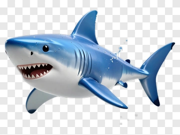 Cartoon Shark Swimming In Water PNG