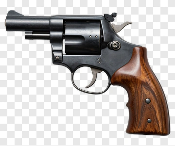 Revolver Handgun With Wooden Grip PNG