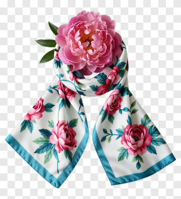 Floral Scarf With Pink Peony PNG