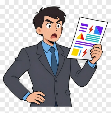 Cartoon Businessman Holding A Report PNG