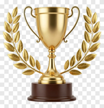 Golden Trophy With Laurel Leaves PNG