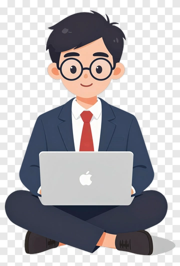 Cartoon Businessman Working On A Laptop PNG