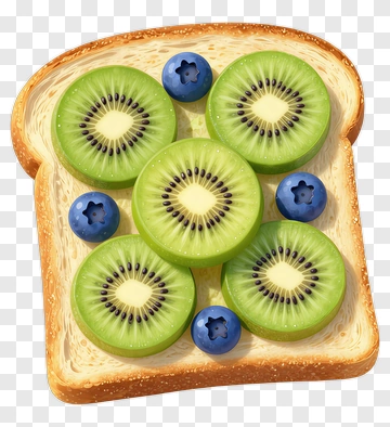 Toast With Kiwi And Blueberries PNG