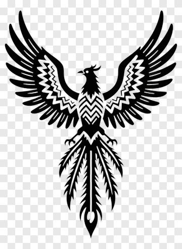Stylized Phoenix With Detailed Wings PNG