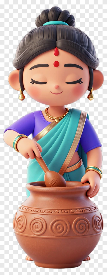 Cartoon Woman Stirring A Pot PNG