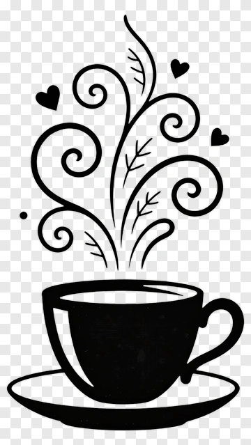 Coffee Cup With Decorative Steam And Hearts PNG