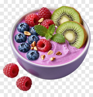 Berry Smoothie Bowl With Kiwi And Raspberries PNG