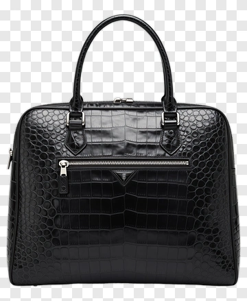 Black Crocodile-Patterned Handbag PNG