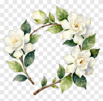 Flower Bouquet With White Blooms And Green Leaves PNG