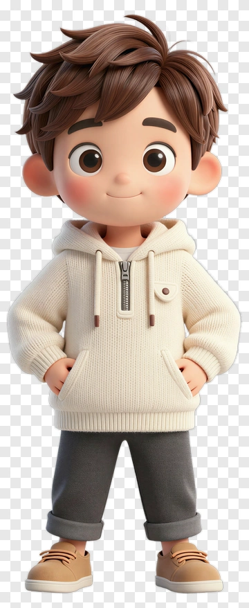 3D Boy Standing In Casual Outfit PNG