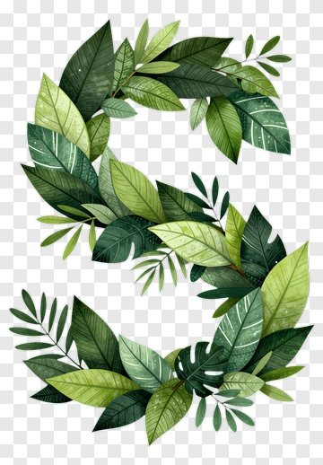 Leafy Letter S Composition PNG