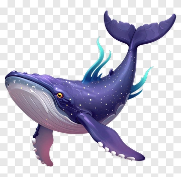 Cartoon Whale Swimming PNG