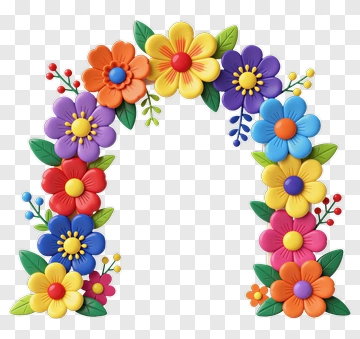 Colorful Floral Wreath PNG