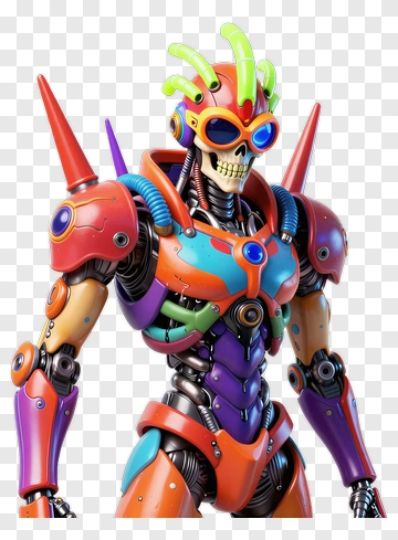 Colorful Robot Skeleton Character PNG