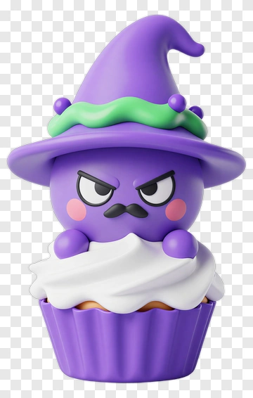Purple Witch Cupcake Character PNG