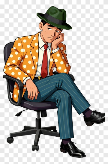 Cartoon Man Sitting In A Chair PNG
