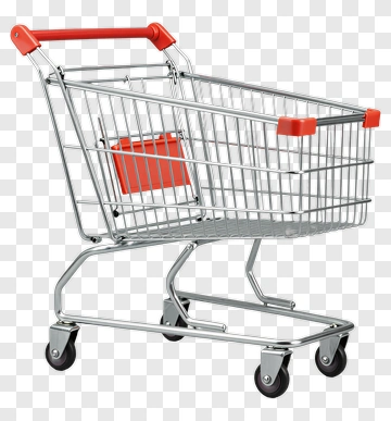 Shopping Cart With Red Handle PNG