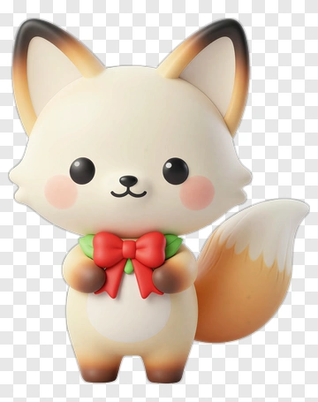 Cute Fox With A Red Bow PNG