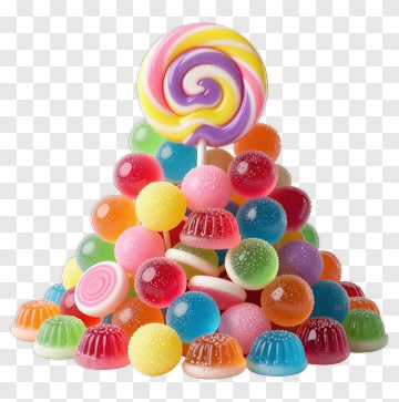 Colorful Candy Pile With Lollipop PNG