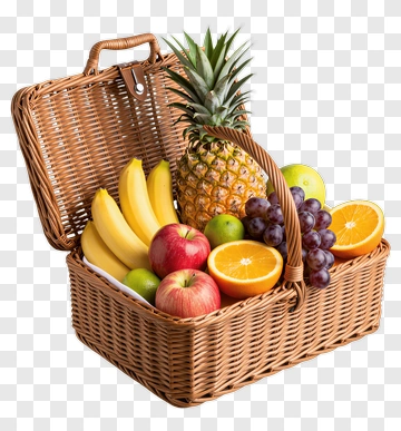 Fruit Basket With Pineapple And Apples PNG