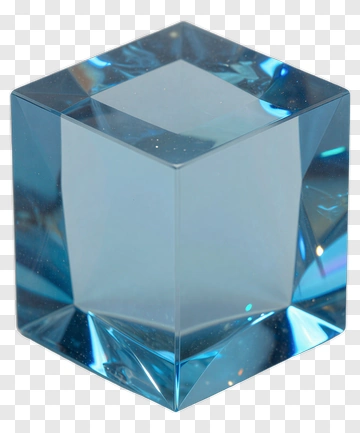 Clear Blue Crystal Cube PNG