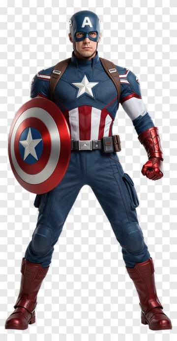 Superhero Captain America Holding Shield PNG