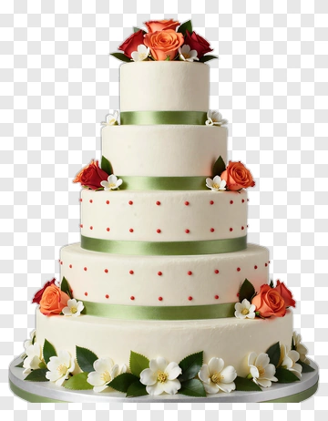 Wedding Cake With Floral Decorations PNG